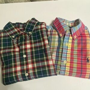 Lot of 2 Ralph Lauren Boys 4 / 4T Plaid Long Sleeve Button Down Shirts Pony